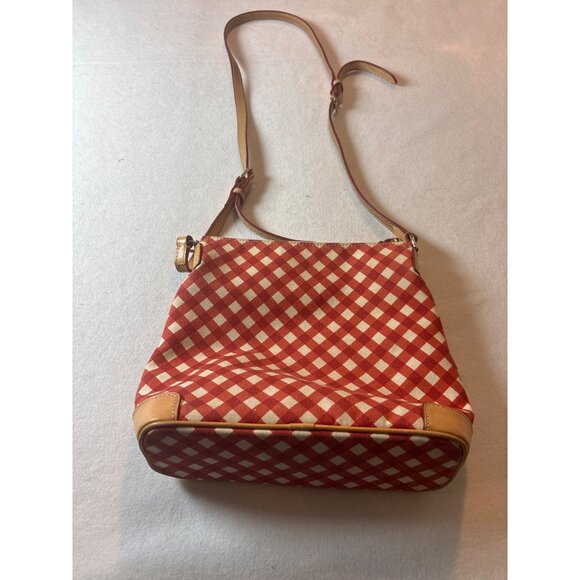 Dooney & Bourke Red & White Checkered Crossbody Bag With Adjustable Strap - Picture 5 of 8